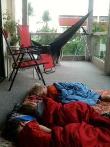 Sleeping out on the lanai during the Geminid Meteor showers.  We saw tons of shooting stars!